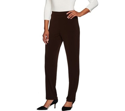 Susan Graver Women's Petite Pants P2XS Essentials Pet Liquid Knit Brown A253426