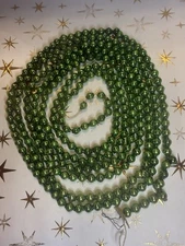 ✨VTG 106” GREEN MERCURY BLOWN GLASS BEADED CHRISTMAS GARLAND ALMOST 9 FEET✨