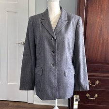 Beautiful Women's Size 14 Jones New York Gray Fitted Lined Button Blazer Jacket