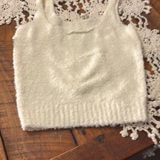 SKIMS Cream Fuzzy Knit Tank Top