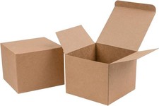 Brown Kraft Gift Boxes 4x4x3.4 Inch Small Paper Boxes with Lids for Presents, Br