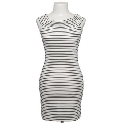 Mango Basics, Kleid, Größe: S, Weiß/Schwarz, Streifen, Rippenstrick, Damen #9Ke