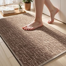 Coffee Ultra Thin Washable Bathroom Mat Bath Rug 17x24 Inch Low Pile Non Slip