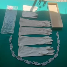 Vtg Women's White Cotton Opera Gloves Kerrybrooke Sz 7 Sears + 2 Unbranded Pairs