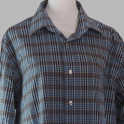 APT 9 Men's Plaid Long-Sleeve Button-Up Slim Fit Shirt Size 16 1/2, 34/35 (C881)