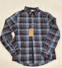 NWT  FJallRaven  Men’s  Flannel Fjallglim Hiking Blue Plaid Shirt $120 Sz M
