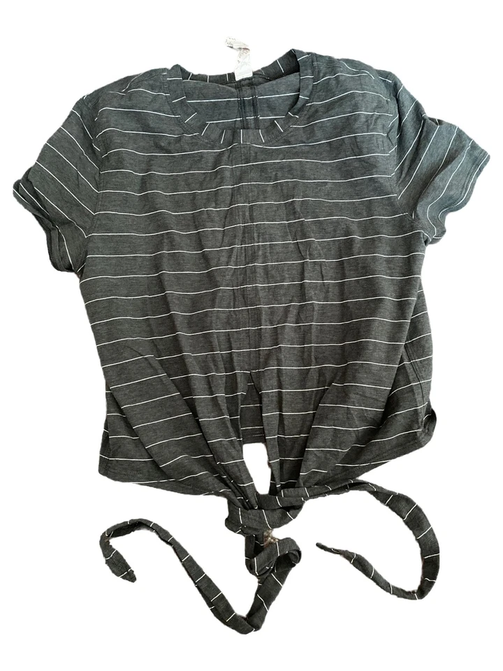 lululemon T-shirt Femme Gris Rayé Nœud Casual (EU 34, INT XS) - Photo 1/4