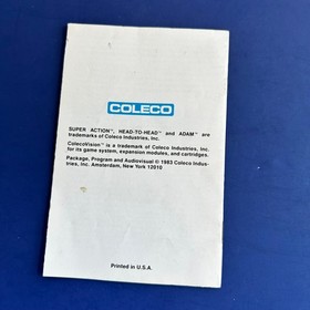 Vintage Coleco Super Action Baseball ColecoVision Instruction Manual 1983