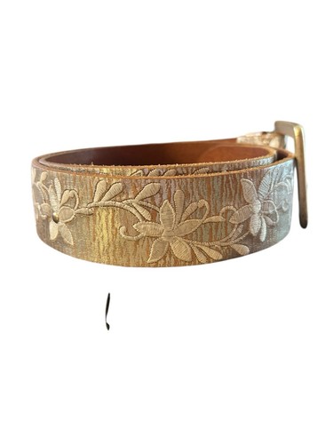 Cintura Linea Pelle Pelle Rivestita Metallizzata Argento Oro Rosa XL Fibbia Grande - Foto 4 di 8