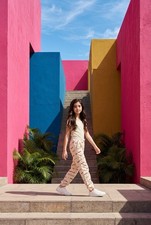 New Zara Girls Joggers Ivory  Pink Best Dance Team Sweatpants Lounge SZ 10