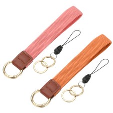 Keychain Wristlet 2 Pcs Cute Keychain Woven Wrist Lanyard, Watermelon Red/Orange