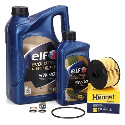 6L elf Evolution R-TECH ELITE 5W-30 + HENGST Ölfilter für RENAULT 0.9-1.3 TCe