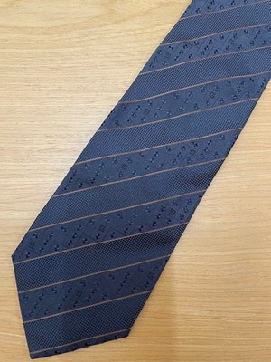 GUCCI Krawatte Krawatte Allover Streifenmuster 100% Seide Made in Italy Authe...