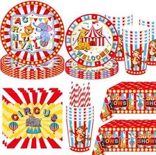 Circus Carnival Party Disposable Tableware Paper Plates Napkins Cups Dinnerware