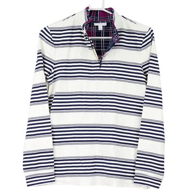 Charter Club Women's Long Sleeve Striped French Terry Top, Large, Cloud, $65