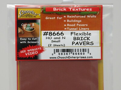 Chooch 8666 Small Flexible Brick Pavers Sheet (2)  for N, HO Scale