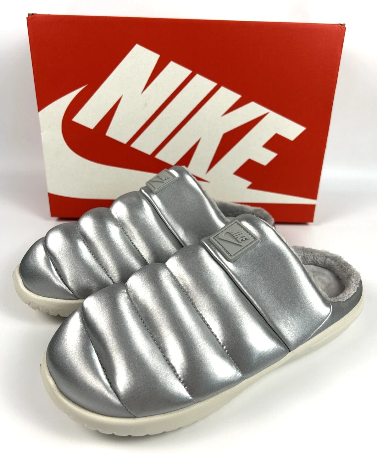 *NUOVO* Ciabatte donna NIKE BURROW SE ARGENTO CHIARO FZ7940 001 taglia 8