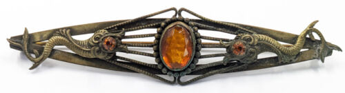 Vintage Antique Victorian Sash Pin brooch Amber G… - image 1