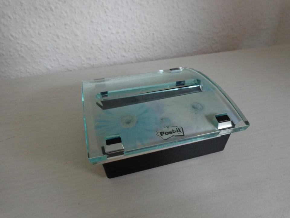 Post-it Spender mit 3D-Blumenmotiv Glas Acryl für Notizzettel - Bild 2 von 4