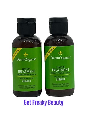 2 PACK. 4 oz. DermOrganic Organic Argan Oil Leave-In Treatment. 120ml. NEW. 