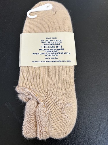 Vintage Socks Izod Lacoste Club Tan Orlon Acrylic Fits 90s 9-11 NOS Low Cut 80s - Picture 2 of 2