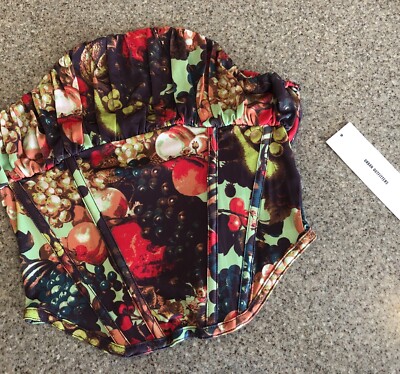 URBAN OUTFITTERS UO ~ New! Strapless Bustier Corset Top Floral/Fruit Print NWT S