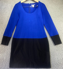 Banana Republic Women's Long Sleeve Blue Black Knee Length Dress Size 4