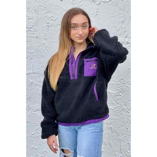 Ivory Ella Black Sherpa Fleece 1/2 Zip 