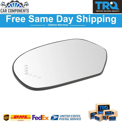 TRQ Mirror Glass Heated Turn Signal Left LH for Cadillac Chevy GMC Pickup SUV