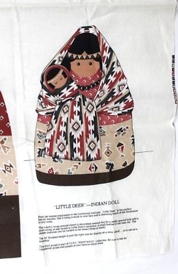 ''LITTLE DEER''  Indian Doll Fabric Panel Cranston V.I.P. West Wind Collection