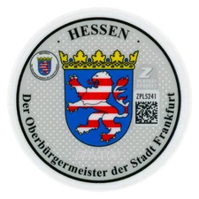Frankfurt Germany -  German License Plate Registration Seal & Inspection Sticker