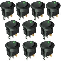 10X 12V Auto Kfz Boot 12V Runde Wippenschalter Led Beleuchtet Wippschalter GrüN