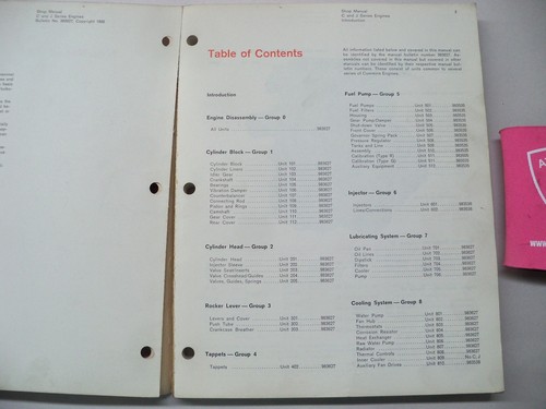 CUMMINS DIESELS C AND J SERIES SERVICE SHOP REPAIR MANUAL - Picture 2 of 3