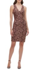 Guess Metallic Lace Bodycon Dress, Wine/Gold, Size 12, NWT