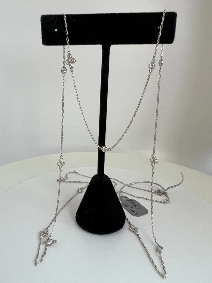 Ожерелье с бриллиантом в ярдах. Натуральные бриллианты 36 дюймов длиной из платины 2,25 карата - Изображение 3 из 4