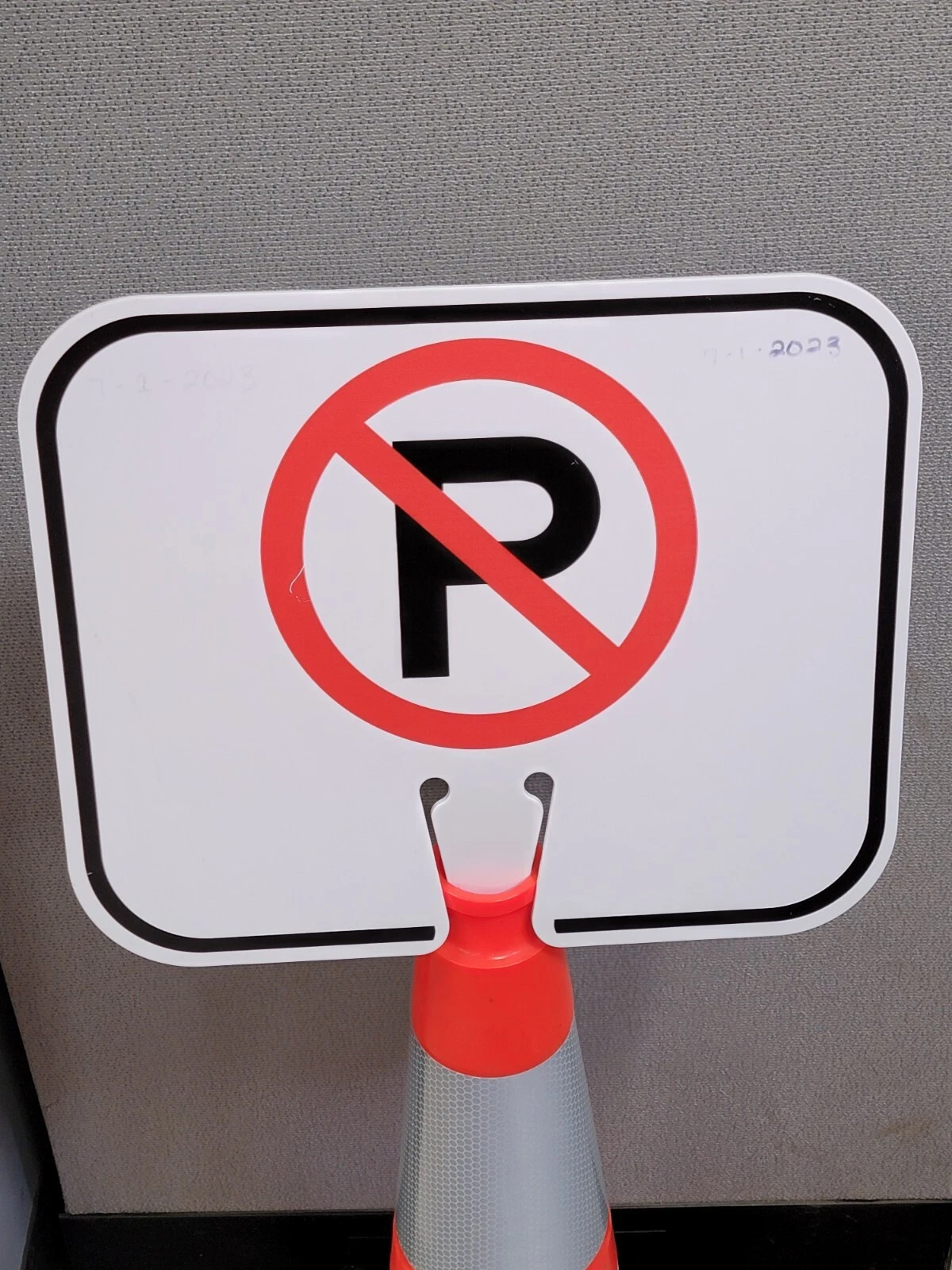 Uline Plastic Traffic Cone Sign, "NO PARKING" Temporary Portable Sign For Cones image 4