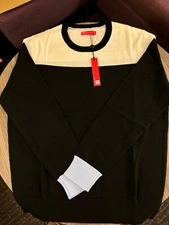 NWT MEN'S REDVANLY SWEATER, SIZE: M, COLOR: BLACK/WHITE/BLUE (M8)