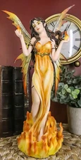 12 Inch Fire Goddess Elemental Fairy Mystical Statue Figurine