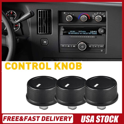 3Pcs A/C Heater Temp Control Knob Set For 2008-2017 Chevy Express & GMC Savana – Chrome/Black, AutoKingdomNo.1