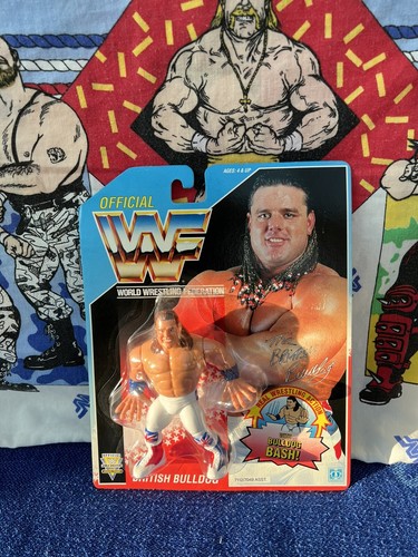 Official WWF, 1992 MOC Hasbro British Bulldog On B...