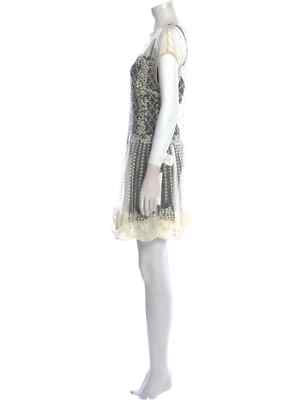 Ivory Embroidered Mesh Lace Drop Waist Sheer Cap Sleeve Red Valentino Dress  46 | eBay