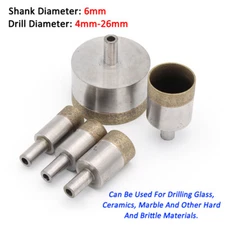 4mm-26mm Sintering Diamond Hole Saw Drill Bit 6mm Shank for Ceramic Tile Marble
