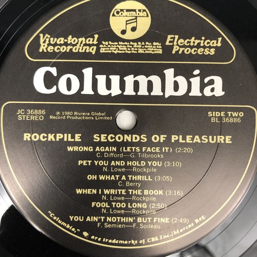 Rockpile: Seconds Of Pleasure LP Columbia JC 36886 Nick Lowe Dave Edmunds NM/EX - Picture 6 of 6