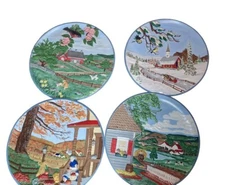 Vtg 80s Byron Molds Season 3D 10" Plates Winter Spring Summer Fall Snow Harvest