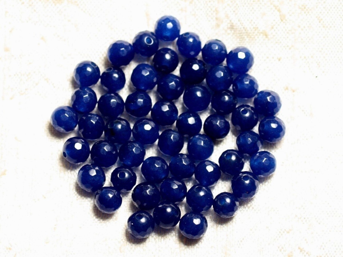 Lot De 10 Perles En Jade Bleu Nuit - Rondelles 10x6mm - Pour Création Bijoux - Neuf