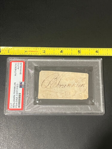 Benjamin Franklin signed Cut PSA DNA Slabbed USA Founding Father Auto Rare K30 - Picture 4 of 5