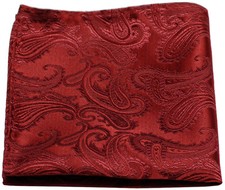 New Brand Q Men's micro fiber Pocket Square Hankie Only paisley Burgundy formal