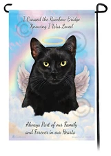 Black Shorthair Cat Memorial Garden Flag