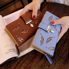 Mujeres Bolso sin asas Cuero Cartera Largo Portatarjetas Teléfono Bolso Cartera Dama Bolso de mano