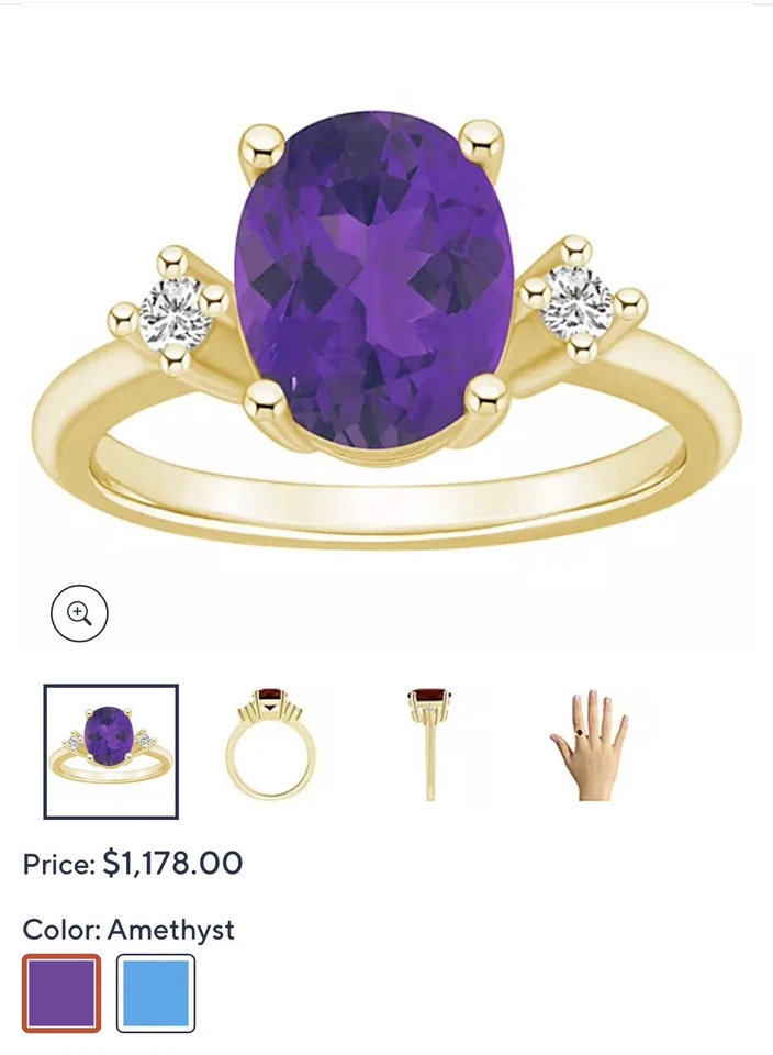 Affinity Gems Oval Gemstone & Diamond Accent Ring, 14K Gold Amethyst, Size 5 - Image 4 of 4